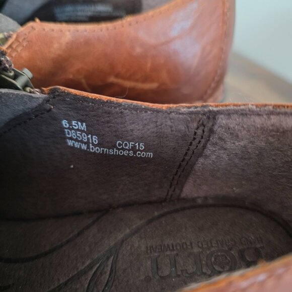 Born Elliott Tan/Brown Leather Double Zip Plain Toe Clog Sz.6.5 Comfort - Picture 11 of 15